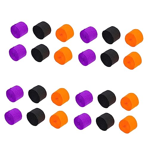 Serpentins papier crépon Halloween noir orange décor suspendu fête 6 rouleaux x 4
