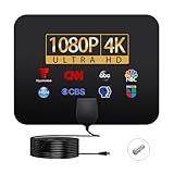 TV Antenna, Indoor Digital TV Antenna Supports 4K1080P, Easy to Install, 360 ° Signal Reception, 800 Miles+Reception, Suitable for Various high-Definition Digital Television