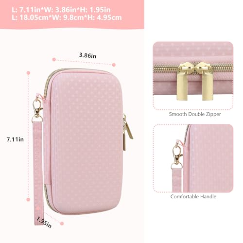 Image of Supmay Hard Carrying Case Compatible with Nintendo DS Lite NDSL, Gameboy Advance Games Storage Holder Travel Bag with Mesh Pocket for USB Charging Cable, Stylus, Earphones, Game Cartridge, Pink