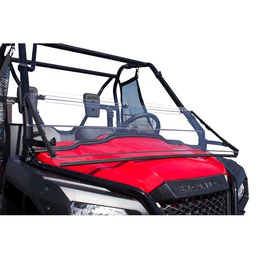 Image of Honda Pioneer 500 / 520 Windshield - Full Folding - Lexan MR10 | SCRATCH RESISTANT | Made in the USA! | Easy on and off w / Scratch Resistant Hard Coat