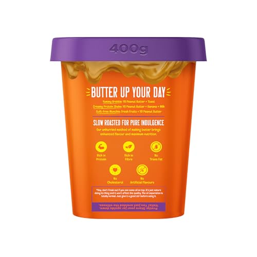 Image of Yogabar 100% Pure Peanut Butter | Creamy & Yummy Unsweetened | Slow Roasted | Non-GMO Premium Peanuts | No Added Sugar - 400gm