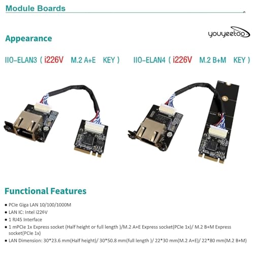 Tarjeta de Red Ethernet Intel i226-V de 2.5 Gbps para Servidor, interfaz M.2 A+E/B+M, compatible con youyeetoo X1, K1, R1 y SBC miniatura 4