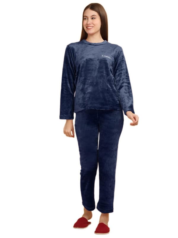 klotthe Women Blue Solid Woolen Night Suit-picture-11