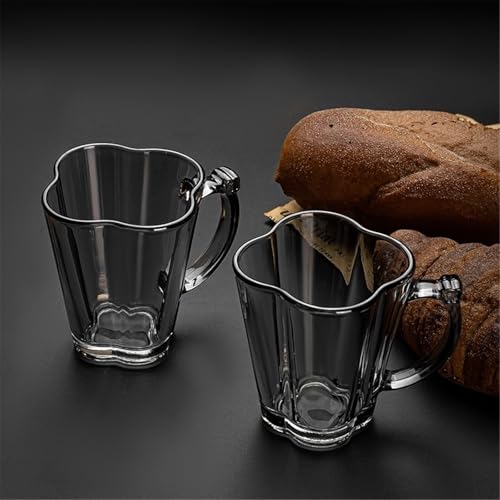 Vasos de agua vidrio con asas juego de 6 tazas de 7 oz color gris con soporte para mesa 5