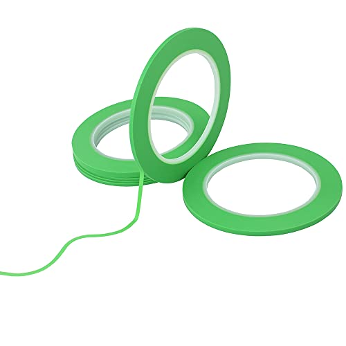 Jinbing High-Temp Vinyl Fine Line Fineline Masking Tape Automotive Paint For Curves Green 1/16 Inch 1/8 Inch 6Rolls #TOP1
