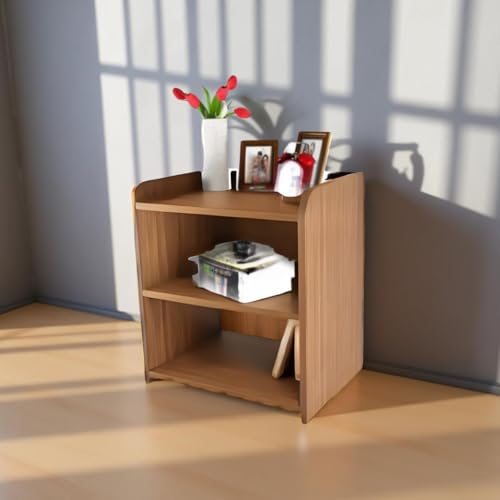 Image of MATTERHORN Engineered Wood Bedside Table, End Table, with Shelfs for Storage (DIY, 53 x 43 x 25cm,MOBT-93102 Almond Beige)