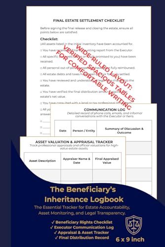 The Beneficiary’s Inheritance Logbook: The Comprehensive Probate & Estate Tracker to Monitor Executor Accountability, Audit Assets, Log ... (Estate & Probate Administration Series)