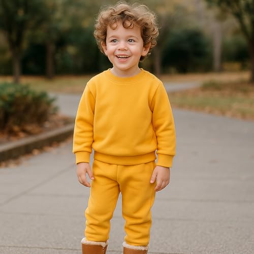 SOBOWO Toddler Baby Boy Clothes Winter Solid Long Sleeve Pullover Sweatshirt Pants 2Pcs Fall Outfits Sweatsuit Set 24M-6Y2