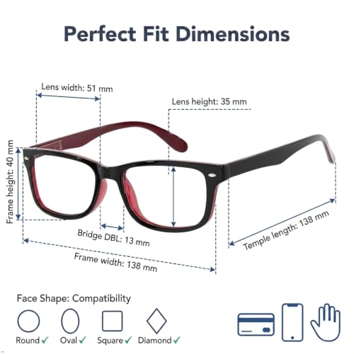 Image of Eyekepper Reading Glasses Men, Readers for Women, 0.50 Stylish Red