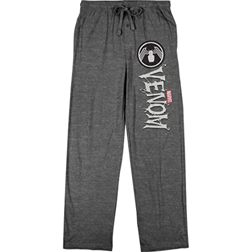 Marvel Comic Book Venom Logo & Text Men's Grey Sleep Pajama Pants