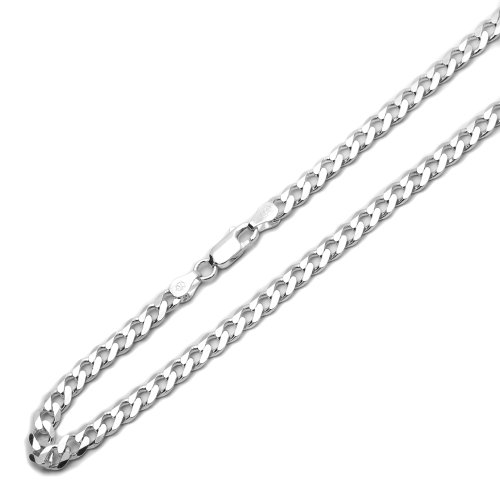 6 mm de plata de ley Cadena Collares italiano sólido cadena de eslabones (disponible 16 '~ 30)