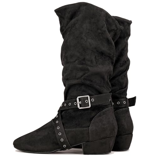 Women's Indoor Suede Salsa Leather Sole Ballroom Dance Shoes Urban Charm West Coast Swing Line Dance Boots2