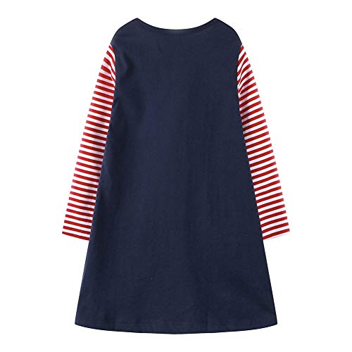 Image of HILEELANG Toddler Girl Sleeveless Dress Stripe Zigzag Cotton Casual Tunic Party Dresses