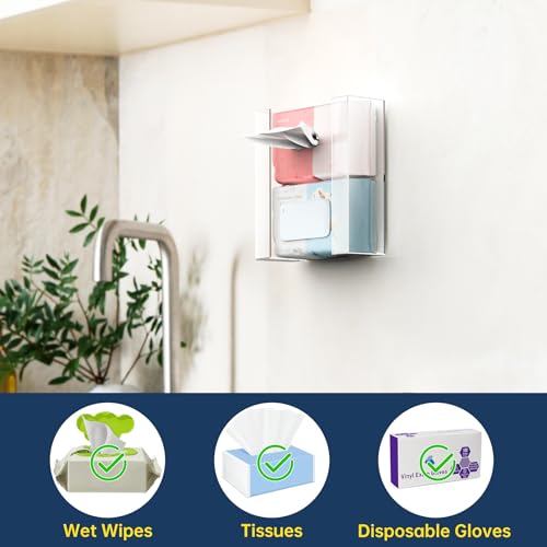 NiHome Wandhalterung für Handschuhhalter（für 2 Boxen）, Acryl Handschuh Halter für Einweg-Handschuhe und Tücher, platzsparender Handschuhspender für Küche, Bad, Labor und Garage