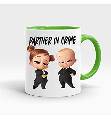 R Creation Partner in Crime Printed Ceramic Coffee Mugs - Birthday Gifts -Coffee Cup Ceramic Coffee Mug -White 325ml