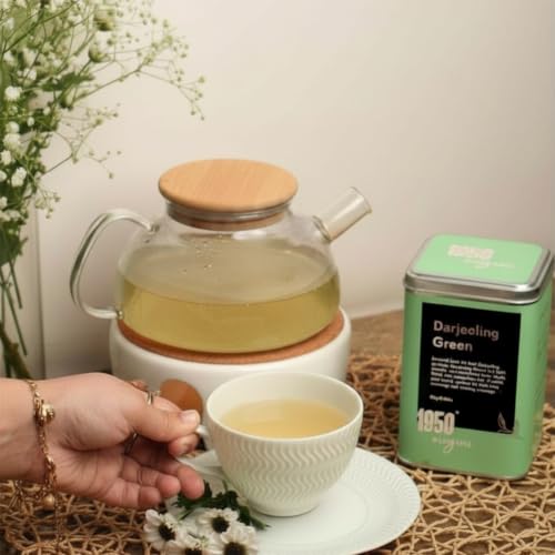 Image of 1950 Origins Darjeeling Green | Premium Green Tea | Darjeeling First Flush Loose Leaf | 100% Pure Long Leaf Tea | Light & Refreshing | 80g Tin Caddy
