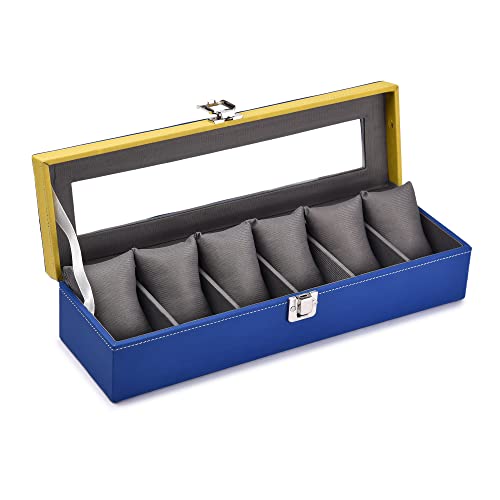 Galaxy Craft Blue & Yellow colour watchcase 6 slots(pillow) (B0BH99VDW5) Amazon Price History, Amazon Price Tracker