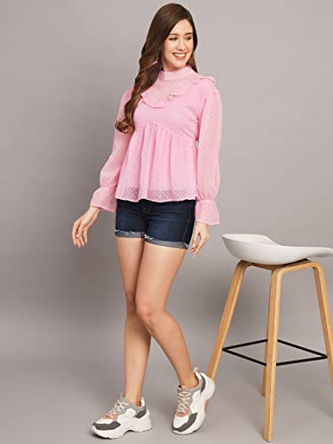 Image of FUNDAY FASHION Casual Cuffed Sleeves Solid Women Regular Fit Boota Top