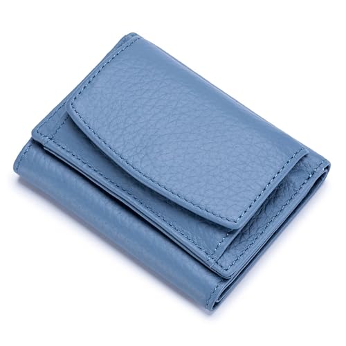 Small Wallet Women, Soft Leather, Card Holder Wallet with Pocket, Blue