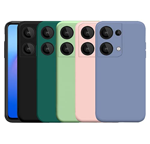 Funda para OPPO Reno 8 Pro 5G (6.7'), 5 x Funda Suave de Mate Silicona TPU Gel Carcasa con Protección para Cámara (Negro + Verde Oscuro + Verde + Rosa + Azul Claro)