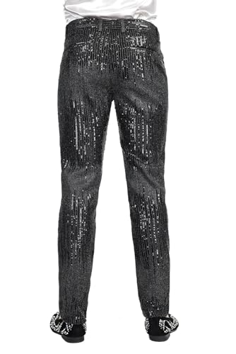 Barabas Men's Rhinestone Sequin Design Shiny Luxury Pants CP3085 Navy 324