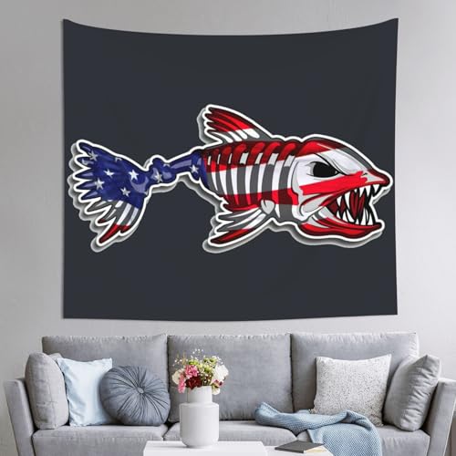 Tenture murale poisson pour masquer un mur vide grand tissu lit salon