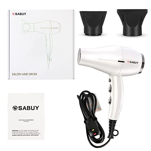 Professional Salon Hair Dryer,2200W Negative Ionic Medium Blow Dryer Low Noise For Fast Drying,Ac Motor With 2 Concentrator Nozzle For Constant Temperature Protecting Hair Damage -White #TOP6