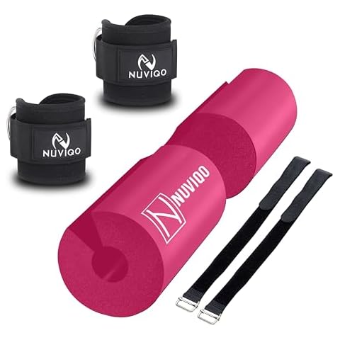 Barbell Pad (Pink) and Ankle Straps (Black) Set Cover