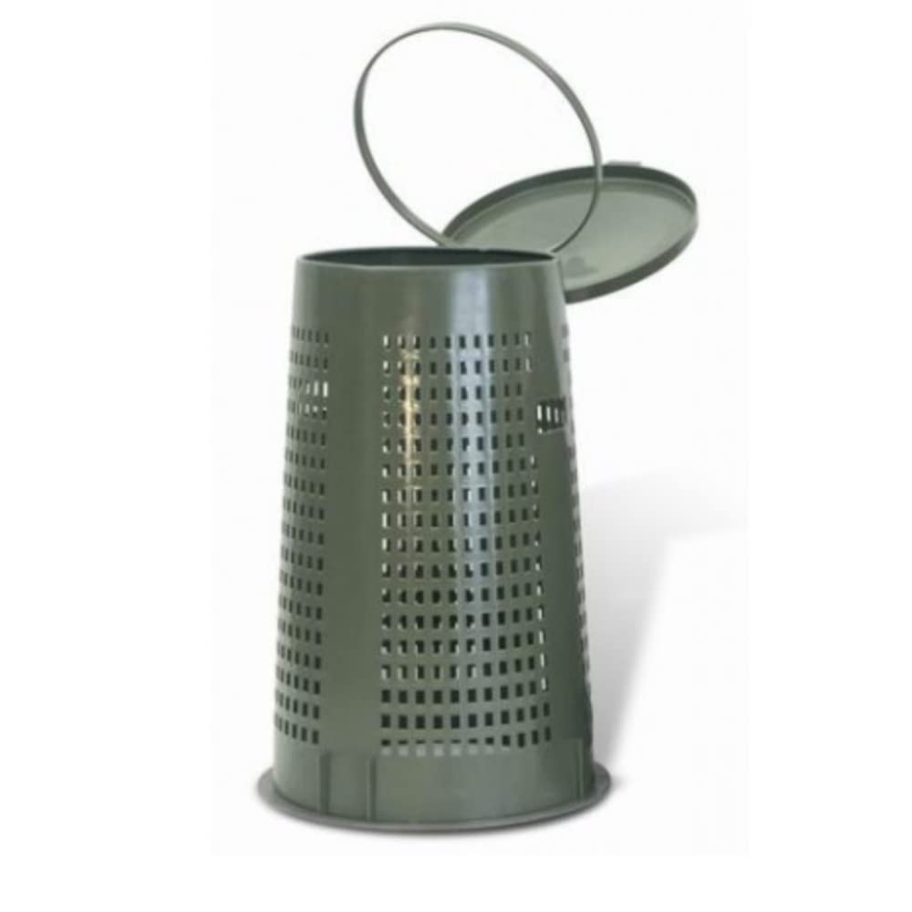 Tomaino - Bidone Spazzatura Esterno 110 lt con Coperchio - Trespolo Porta Rifiuti con Reggi Sacco per Raccolta Differenziata (Verde senza pedale)