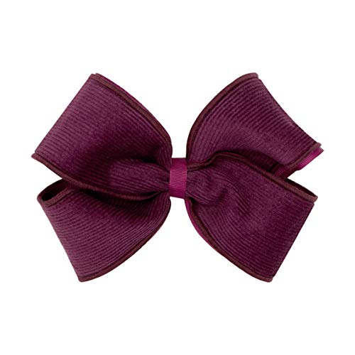 Wee Ones Girl's Small King Corduroy Overlay Hair Bow - Wine