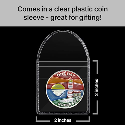 Image of The Achieve Mint 1 Day Sober Token | One Day Sober Chip | Non-AA Gift, Non-Religious Medallions for Men and Women Celebrating Sobriety