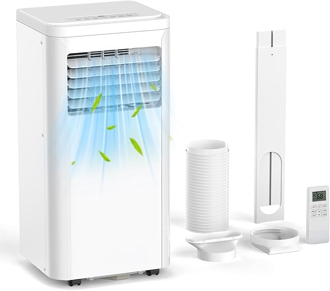 ZAFRO 10000BTU Portable Air Conditioner Cooling Dehumidifier Fan 3 Speed Remote Control 24-Hour Timer LED Display