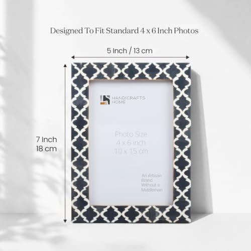 Image of Handicrafts Home Grey & White Vintage Photo Frames for Wall or Tabletop Display, 4x6 Picture Frame Set of 2,Boho Farmhouse Gallery Wall Frame Set, Artisan Handmade Home Decor, Handmade Moroccan Frame