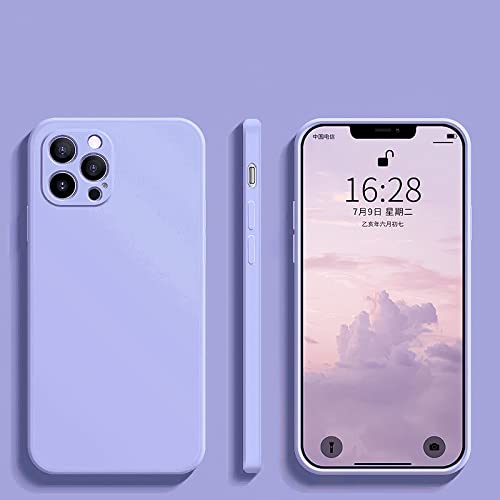 Coque silicone liquide pour iPhone 14 antichoc et douce couleur violet lavande