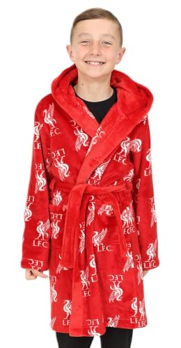 Liverpool F.C. Boys Official Dressing Gown Fleece Hooded Kids Robe (14-15 Years)