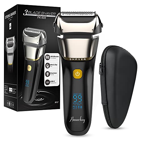 Rasoir Électrique Homme Barbe Wet & Dry, Rasoir à Grille Électrique avec Etui de Voyage & Tondeuse À Barbe, 99-120 min d'Autonomie 1.5 heure de charge, Écran LCD, Rasage Précis et Doux Cover