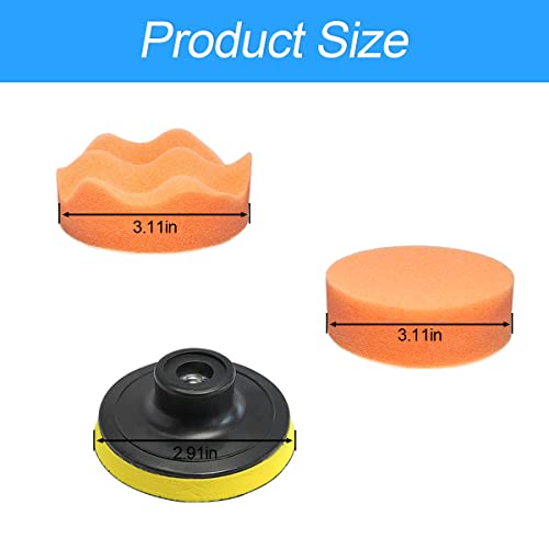 Image of 22 PCS Car Polishing Kit, 3 inch Buffing Pads, Automotive Polisher for Drilling, Waxing, Detailing (18 Pads, 2 Drill Adapters, 2 Suction Cups)