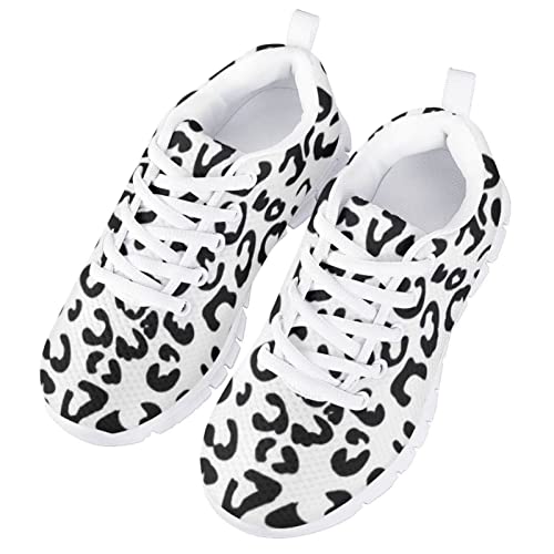 Girls Cute Tennis Shoes Cow Sunflower Leopard Print Casual Kids Sneakrs Lightweight Lace Up Soft School Athletic Running Shoes3