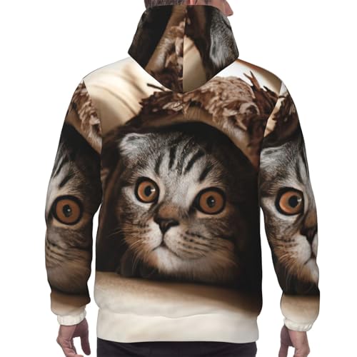 Sweat à capuche chat sous couverture homme pull polyester de sport - 4