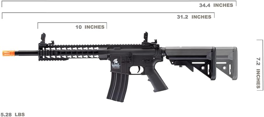 Miniatura 3 de Lancer Tactical Gen 2 LT-19 Airsoft M4 Carabina de 10 pulgadas Rifle eléctrico AEG completosemiautomático de Airsoft, incluido 0.01 oz BBS, cargador