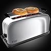 Russell Hobbs Grille Pain [Fente longue 2 Toasts/ 1 Tranche baguette] Victory Acier Inox (6 Niveaux de Brunissage réglables, Surélévation, Décongèle, Réchauffe viennoiserie, 1000W) Toaster 23510-56
