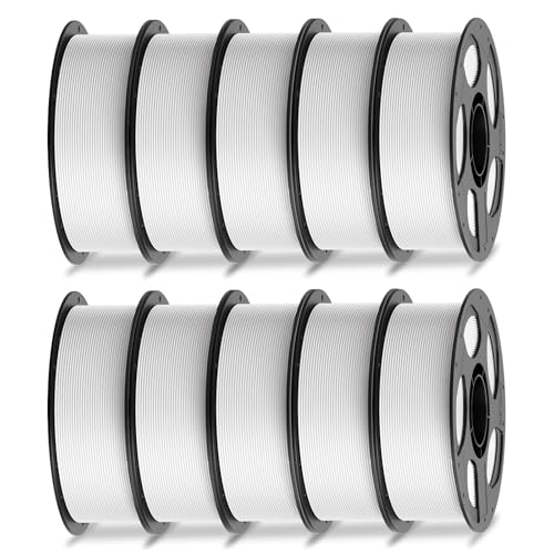 Image of ANYCUBIC PLA Filament 1.75mm Bundle, 3D Printer Filament 1.75mm Dimensional Accuracy + /- 0.02mm, 1KG Reusable Spool (2.2 lbs), 10KG White