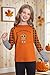 Kids Thanksgiving Shirts Boys Girls Turkey Graphic Tees Thankful Pumpkin Tshirt Fall Long Sleeve Tops 5-14 Years