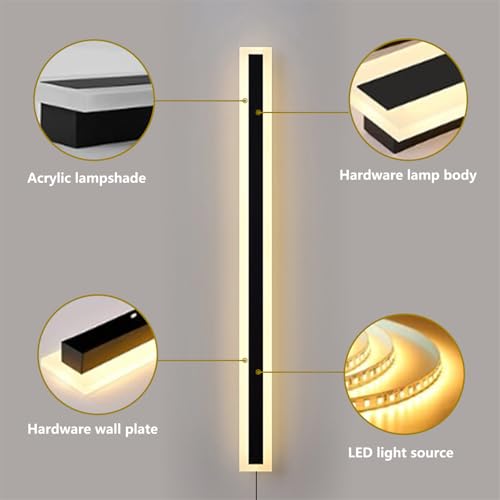 Aplique de pared LED interior de aluminio con cable e interruptor largo 4