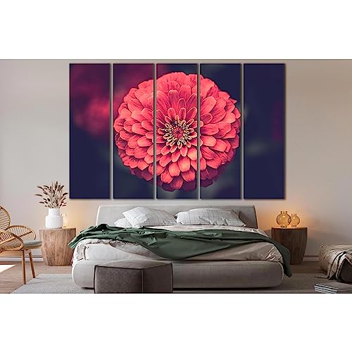 Cuadro de flor roja sobre lienzo ZELLART de 5 paneles 150 x 100 cm moderno