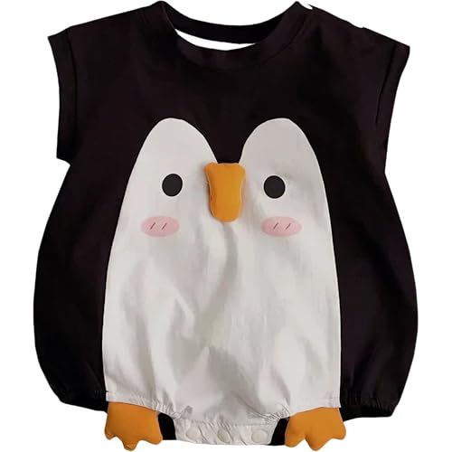 Nanyizly Little Black Penguin Baby Romper One Piece Outfit Newborn Jumpsuit Clothes with Button Design Infant Short Sleeve Bodysuit for 6-9M Infant Boys/Girls