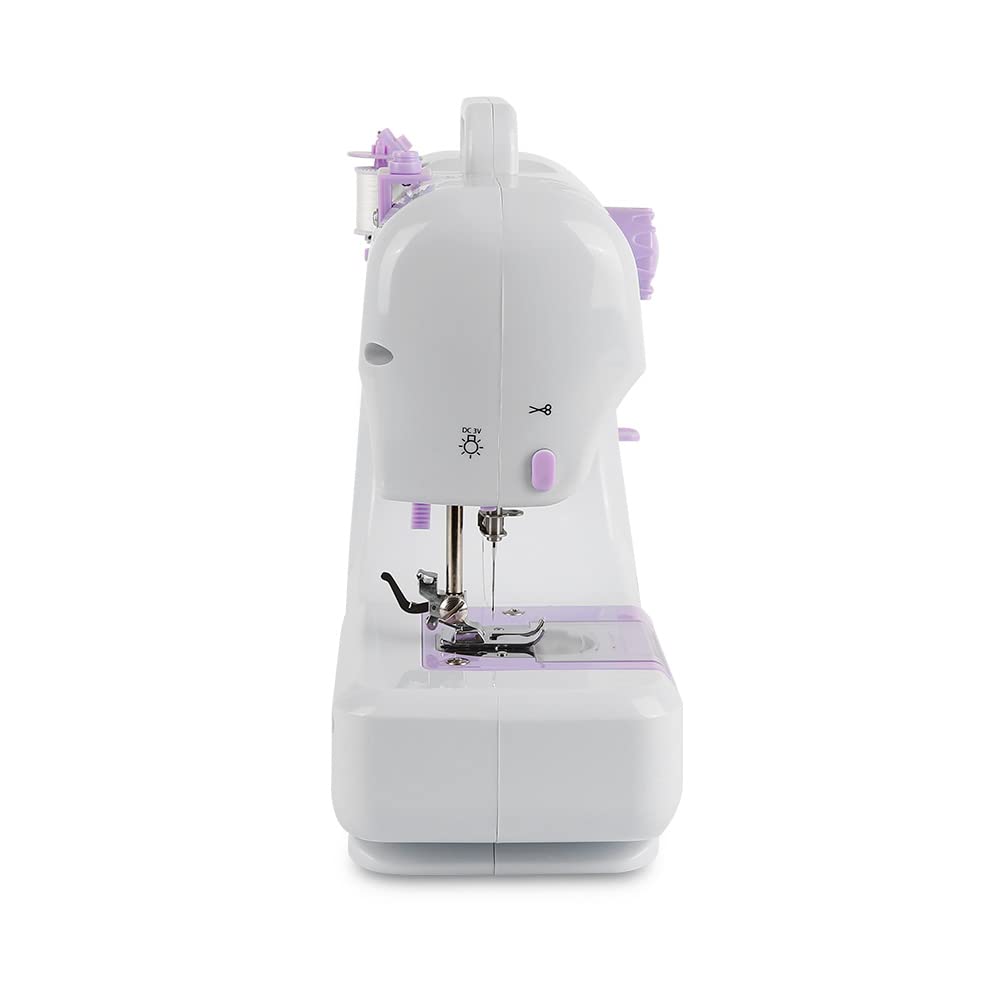 Machine à coudre portable RELOVE, automatique électrique avec pédales, Mini machine à coudre, surjeteuse électrique à deux vitesses avec accessoires automatiques, Violet, Métal