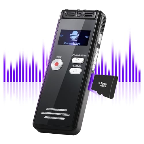 ZIPCIDE Digital Voice Activated Recorder - 3072Kpbs HD Dual MIC Dictaphone with Noise Reduction 4200 Hours Audio Recording for Interviews/Classes/Meetings (32GB)