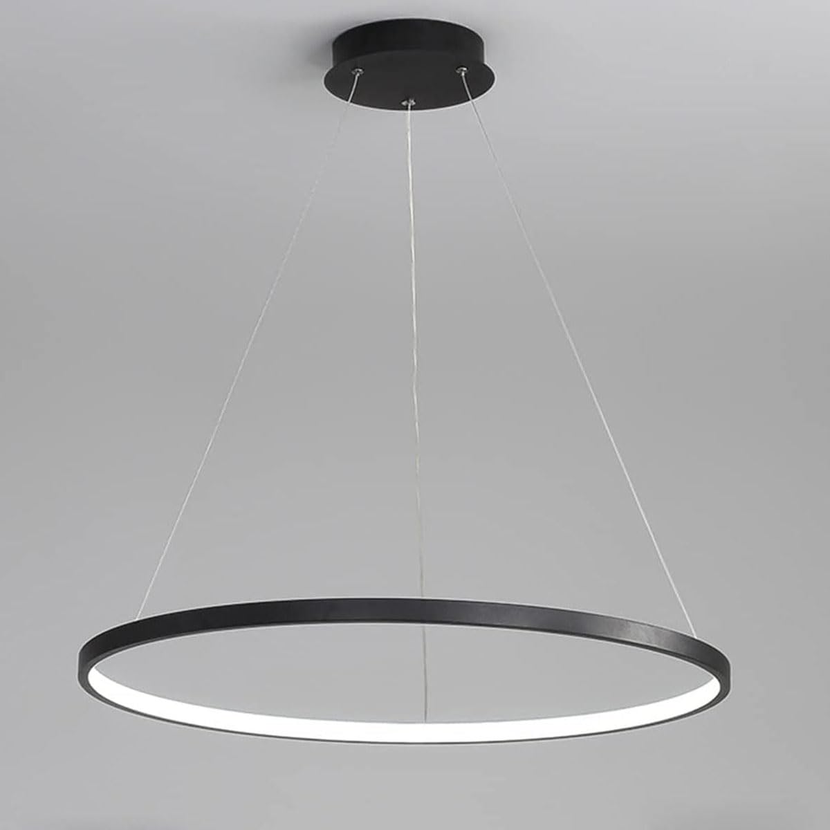 Bellastein LED Modern Round Pendant Light Dimmable with Remote Control Pendant Lamp Height Adjustable Ceiling Light Dining Table Chandelier for Living Room Dining Room Office (Black, L40cm)