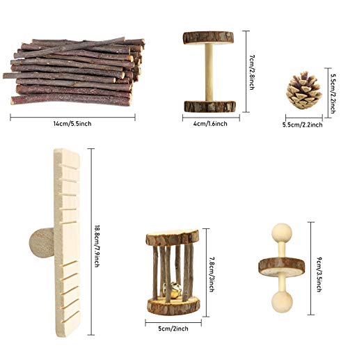 O'woda 12 Pack Hamster kauwspeelgoed, Zacht natuurlijk hout kleine huisdier speelspeelgoed Set, Swing wip halters… - Image 7